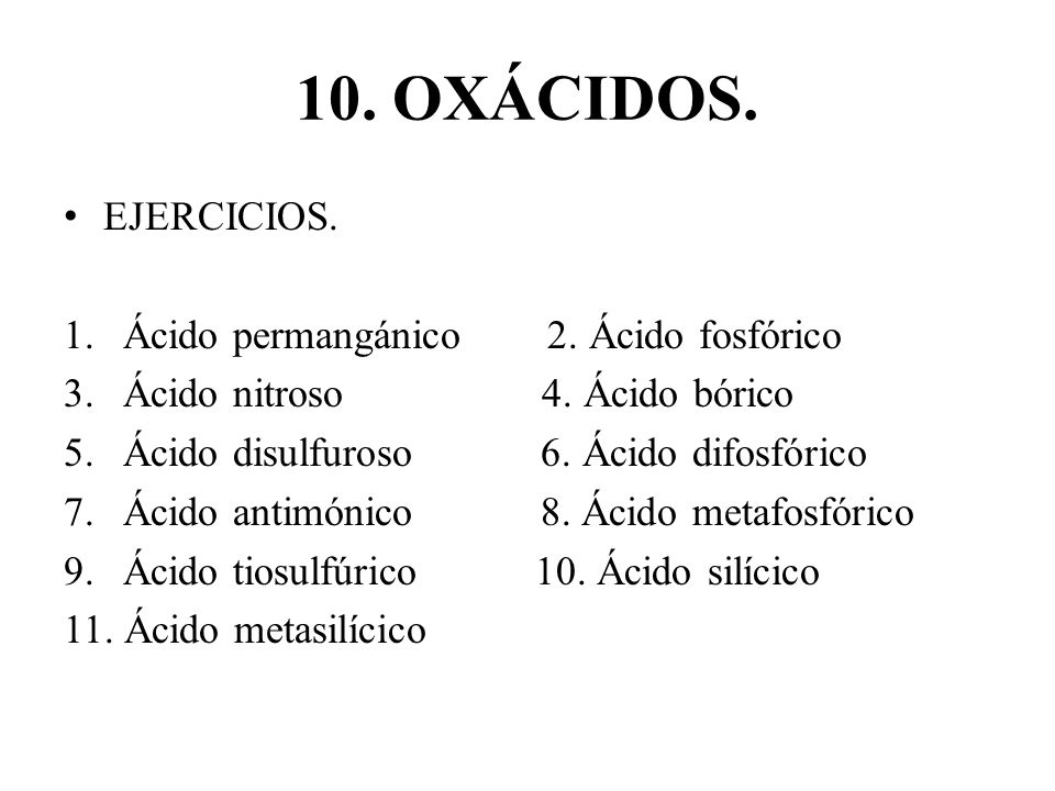 ejercicios oxacidos